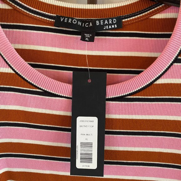 VERONICA BEARD Britney Puff-Sleeve Striped Top - Picture 4 of 7